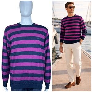 Paul & Shark Yachting Super Melange Wool Striped Elbow Patch Sweater 2XL Italy